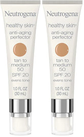 Neutrogena Healthy Skin Anti-Aging Perfector Tinted Facial Moisturizer and Retinol Treatment with Broad Spectrum SPF 20 Sunscreen with Titanium Dioxide, 50 Tan to Medium, 1 fl. oz (Pack of 2)