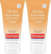 Neutrogena Oil-Free Acne Face Wash Cream Cleanser, 2% Salicylic Acid Acne Treatment, Daily Facial Cleanser for Acne-Prone Skin, 6.7 fl. oz (Pack of 2)