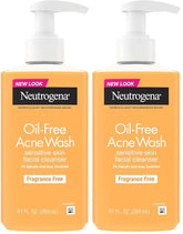 Neutrogena Oil-Free Acne Face Wash, Fragrance Free, Sensitive Skin Facial Cleanser with 2% Salicylic Acid Acne Treatment for Face, 9.1 Fl Oz,(Pack of 2)