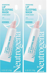 Neutrogena Hydro Boost Hydrating Lip Sleeping Mask with Hyaluronic Acid,Clear Overnight and Daily Moisturizing Treatment for Very Dry Lips,Fragrance Free Squeeze Tube Lip Balm,0.35 oz,(Pack of 2)
